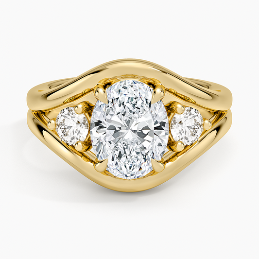 Frame Three Stone Diamond Ring (1/3 ct. tw.) - Oval Center Stone