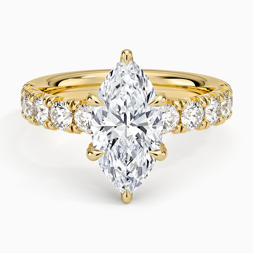 Ellora Half Coverage Diamond Ring - Marquise Center Stone