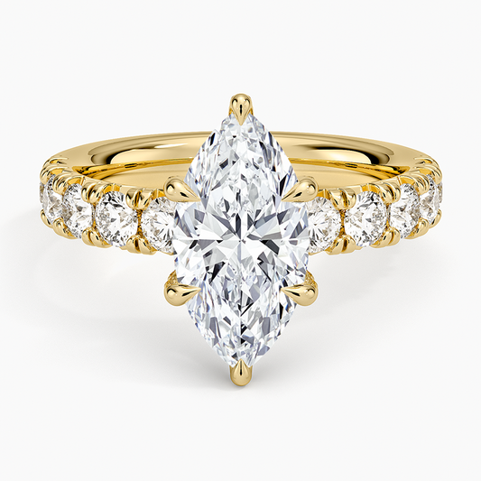Ellora Half Coverage Diamond Ring - Marquise Center Stone