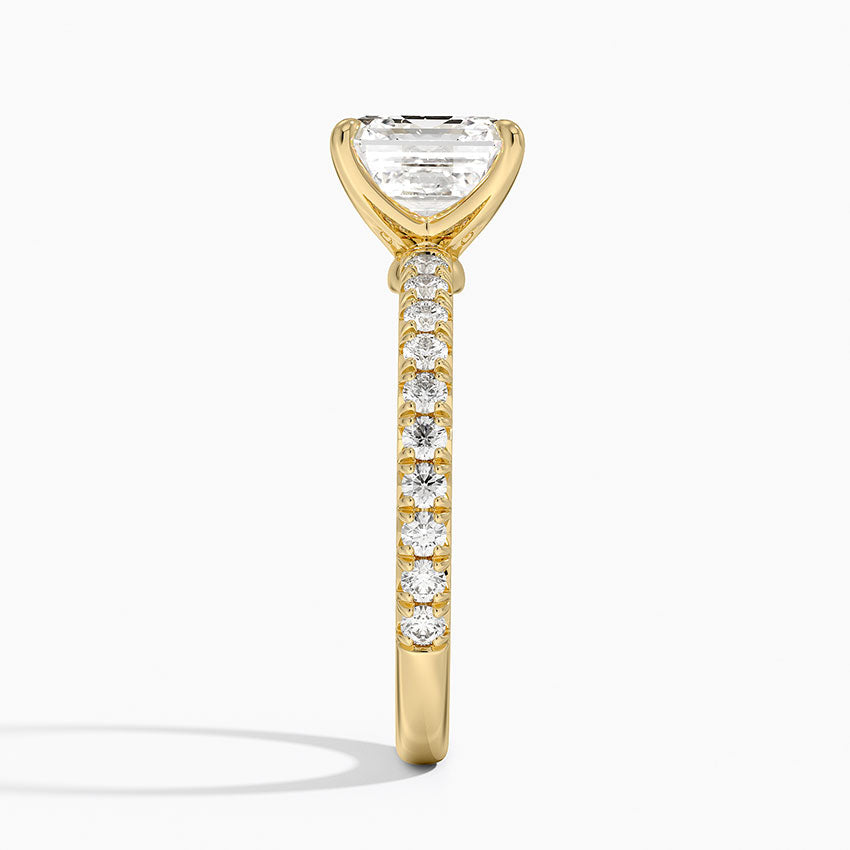 Amelie Three-Quarter Coverage Diamond Ring - Asscher Cut Center Stone