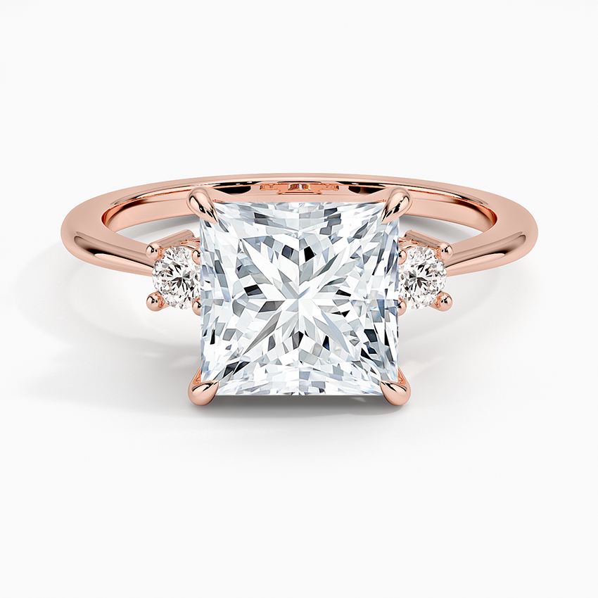 Petite Selene Three Stone Diamond Ring (1/10 ct. tw.) - Princess Cut Center Stone