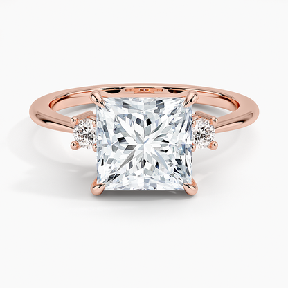 Petite Selene Three Stone Diamond Ring (1/10 ct. tw.) - Princess Cut Center Stone