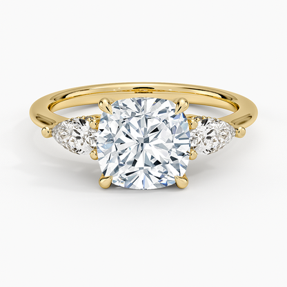 Adorned Opera Three Stone Diamond Ring (1/2 ct. tw.) - Cushion Cut Center Stone