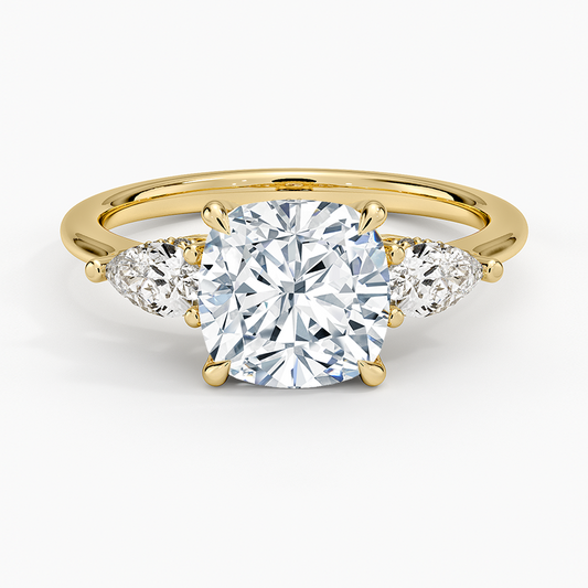 Adorned Opera Three Stone Diamond Ring (1/2 ct. tw.) - Cushion Cut Center Stone