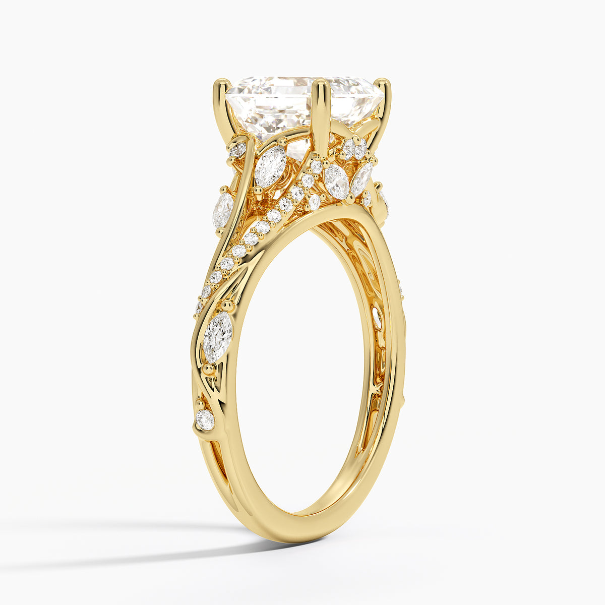 Begonia Vine Diamond Ring (1/2 ct. tw.) - Asscher Cut Center Stone
