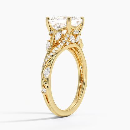 Begonia Vine Diamond Ring (1/2 ct. tw.) - Asscher Cut Center Stone