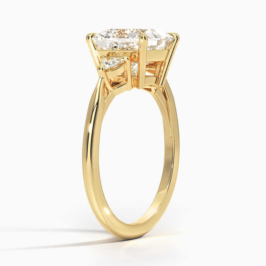Trillion Cut Three Stone Diamond Ring - Princess Cut Center Stone