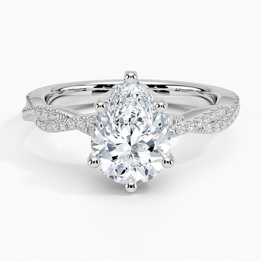 Adorned Luxe Petite Twisted Vine Diamond Ring - Pear Center Stone
