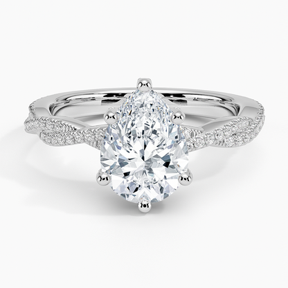 Adorned Luxe Petite Twisted Vine Diamond Ring - Pear Center Stone