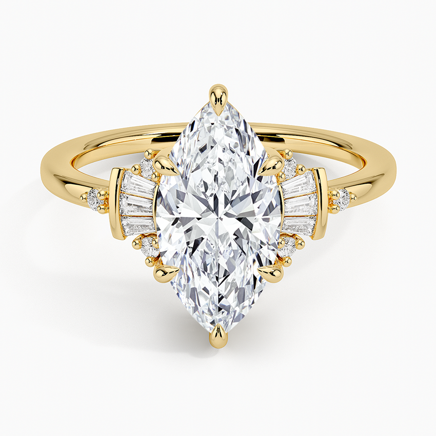 Daphne Art Deco Ring (1/8 ct. tw.) - Marquise Cut Center Stone