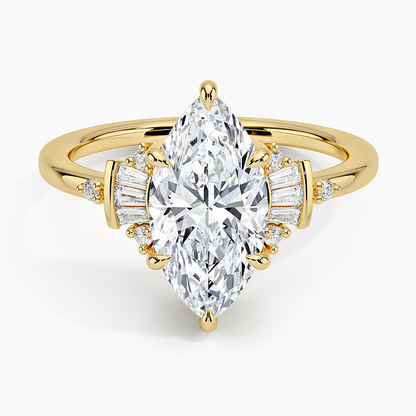 Daphne Art Deco Ring (1/8 ct. tw.) - Marquise Cut Center Stone