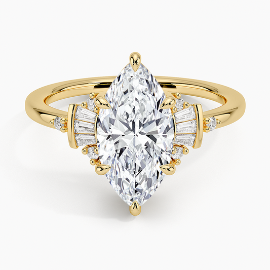 Daphne Art Deco Ring (1/8 ct. tw.) - Marquise Cut Center Stone