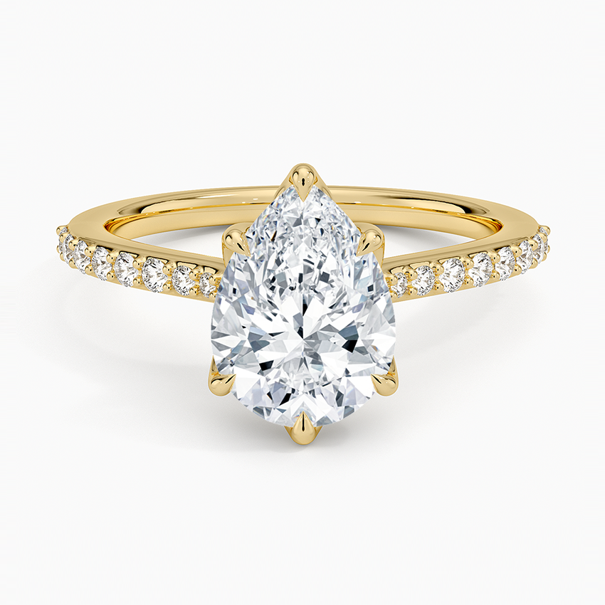 Elodie Cathedral Diamond Ring - Pear Center Stone