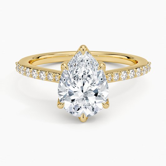 Elodie Cathedral Diamond Ring - Pear Center Stone