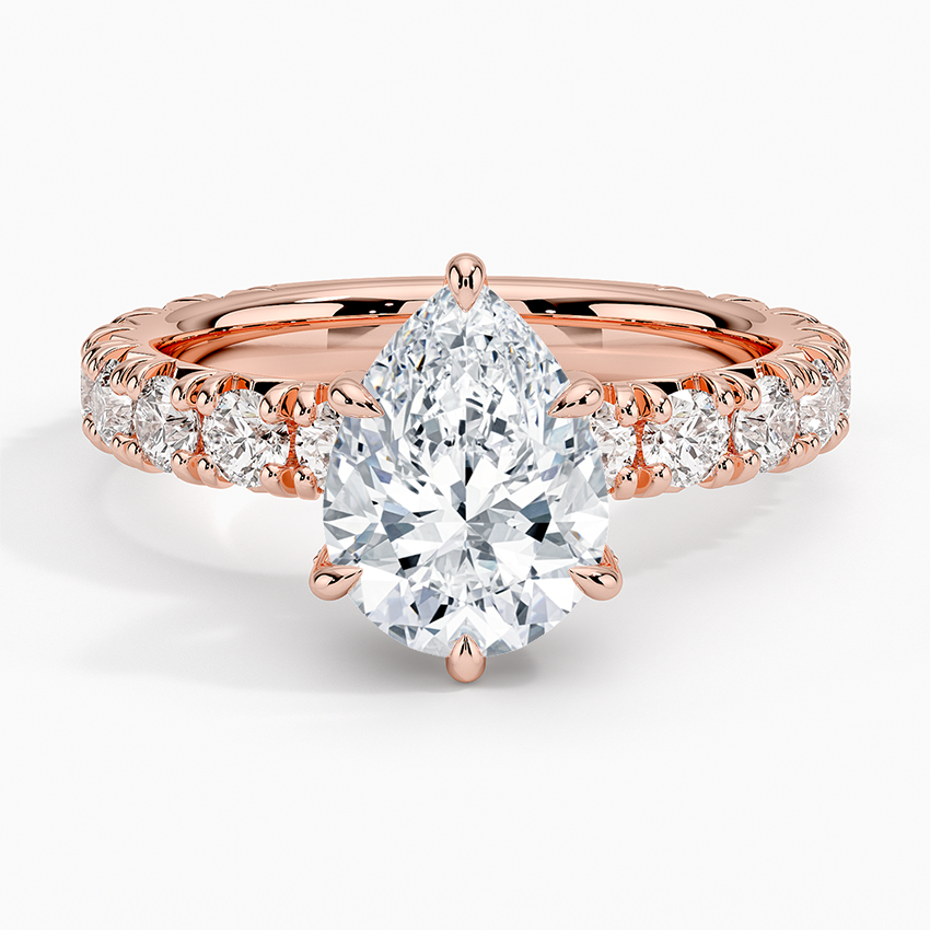 Ellora Three-Quarter Coverage Diamond Ring - Pear Center Stone