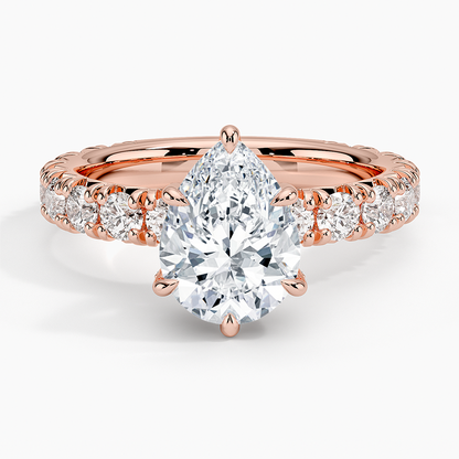 Ellora Three-Quarter Coverage Diamond Ring - Pear Center Stone