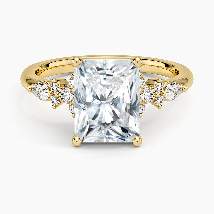 Rosette Diamond Ring - Radiant Cut Center Stone