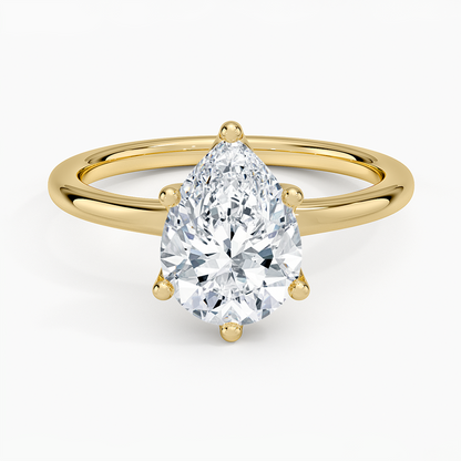 Fleur Solitaire Ring - Pear Center Stone