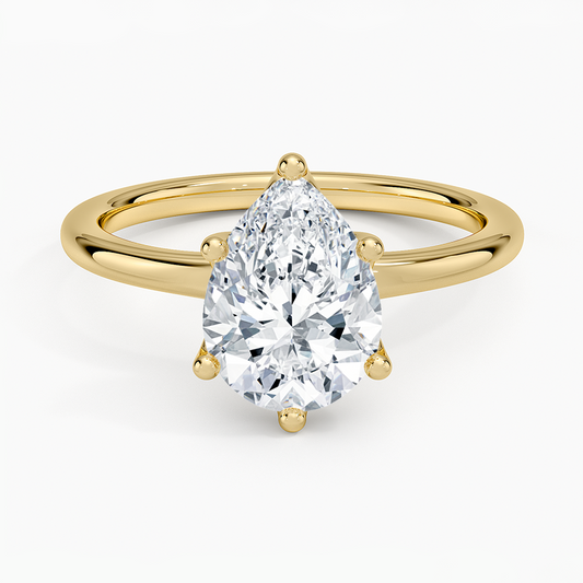 Fleur Solitaire Ring - Pear Center Stone