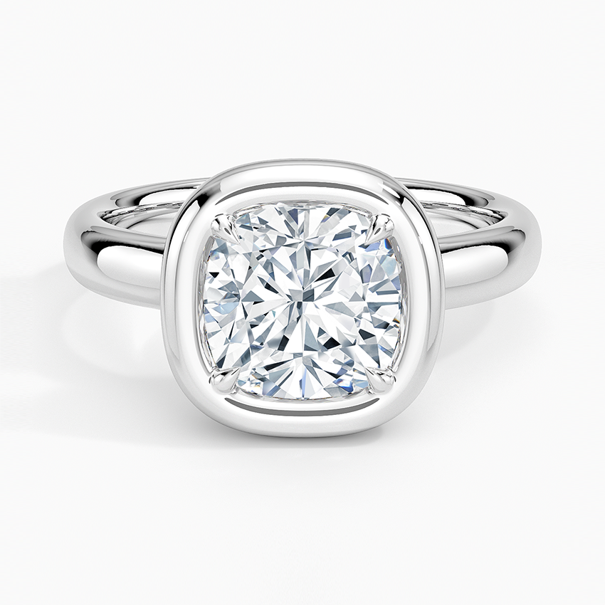 Andrea Bezel Prong Ring - Cushion Cut Center Stone