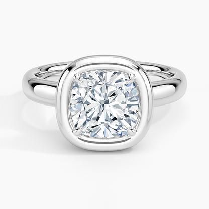 Andrea Bezel Prong Ring - Cushion Cut Center Stone