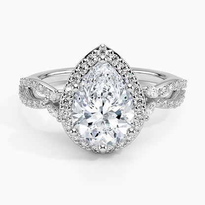 Luxe Willow Halo Diamond Ring (2/5 ct. tw.) - Pear Center Stone
