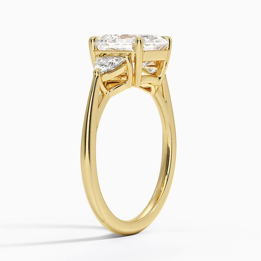 Luxe Trillion Cut Three Stone Diamond Ring - Asscher Cut Center Stone