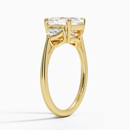 Luxe Trillion Cut Three Stone Diamond Ring - Asscher Cut Center Stone