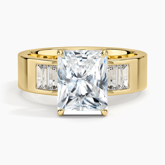Peyton 5mm Channel-Set Diamond Ring - Radiant Cut Center Stone