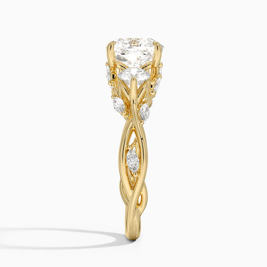 Secret Garden Three Stone Diamond Ring (3/4 ct. tw.) - Cushion Cut Center Stone