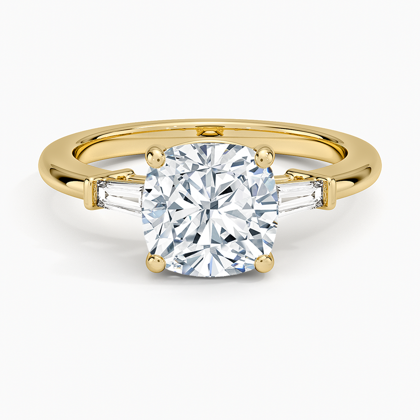 Symphony Tapered Baguette Three Stone Diamond Ring (1/5 ct. tw.) - Cushion Cut Center Stone
