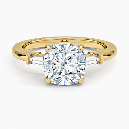 Symphony Tapered Baguette Three Stone Diamond Ring (1/5 ct. tw.) - Cushion Cut Center Stone