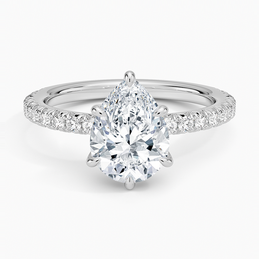 Amelie Three-Quarter Coverage Diamond Ring - Pear Center Stone