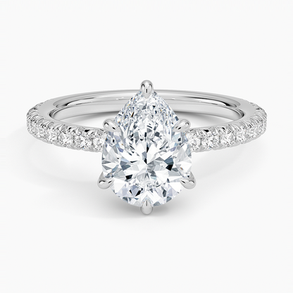 Amelie Three-Quarter Coverage Diamond Ring - Pear Center Stone