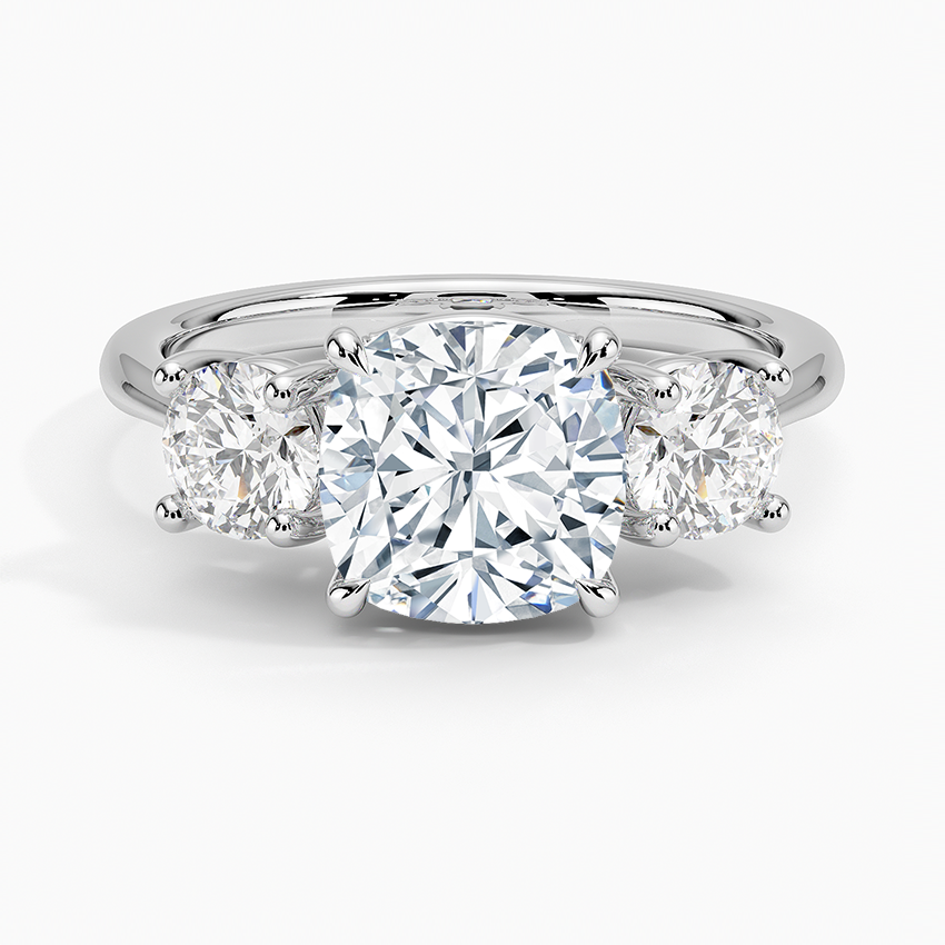 Luxe Selene Three Stone Diamond Ring (2/3 ct. tw.) - Cushion Cut Center Stone