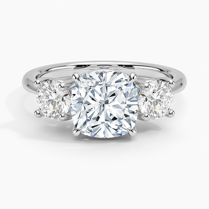 Luxe Selene Three Stone Diamond Ring (2/3 ct. tw.) - Cushion Cut Center Stone