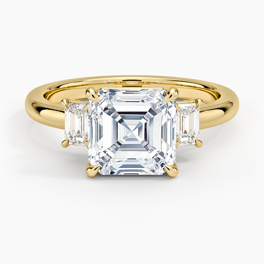 Petite Rhiannon Three Stone Diamond Ring (1/4 ct. tw.) - Asscher Cut Center Stone
