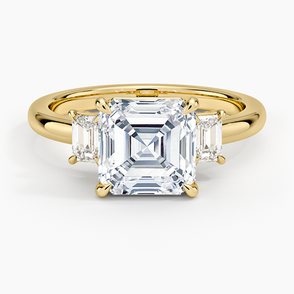 Petite Rhiannon Three Stone Diamond Ring (1/4 ct. tw.) - Asscher Cut Center Stone