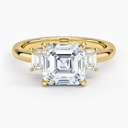 Petite Rhiannon Three Stone Diamond Ring (1/4 ct. tw.) - Asscher Cut Center Stone