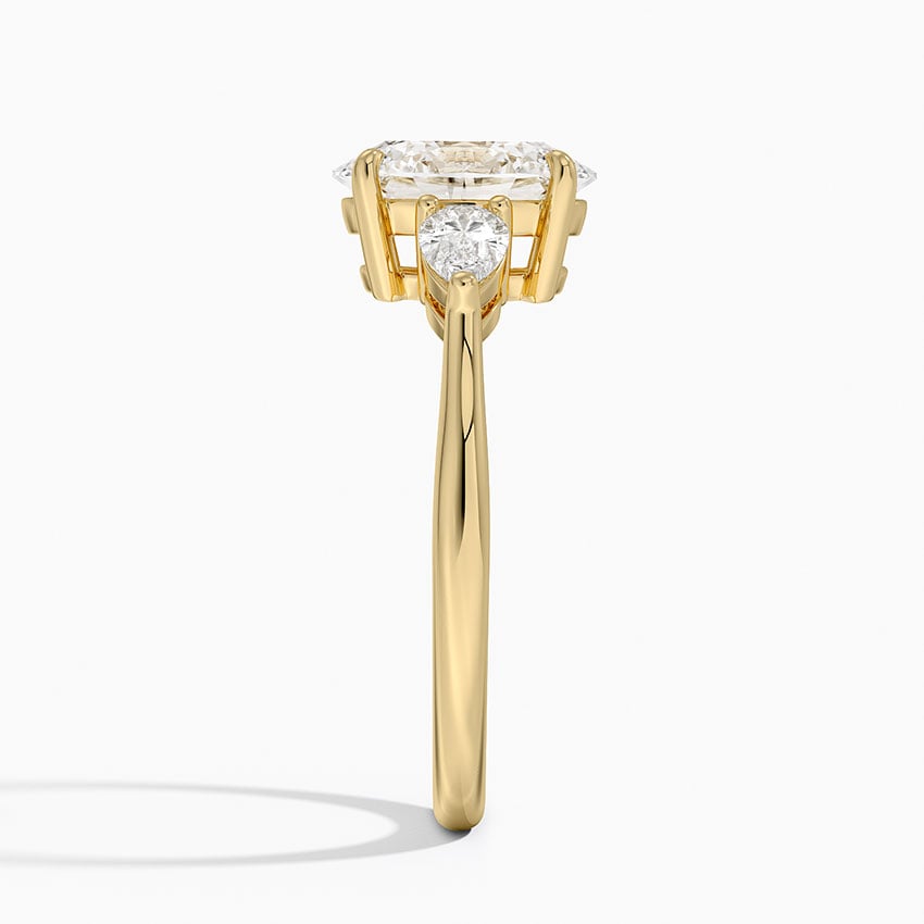 Opera Three Stone Diamond Ring - Oval Center Stone