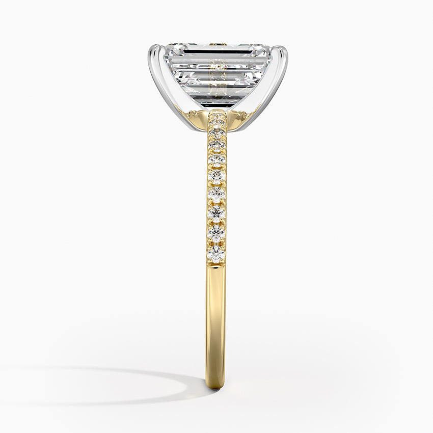 Ballad Half Coverage Diamond Ring (1/8 ct. tw.) - Emerald Cut Center Stone