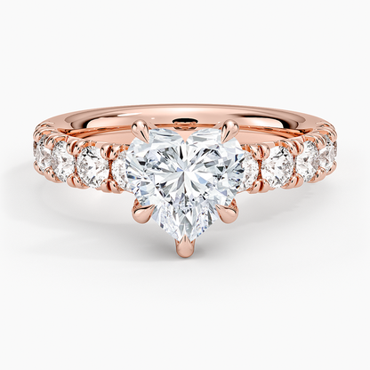 Ellora Half Coverage Diamond Ring - Heart Center Stone