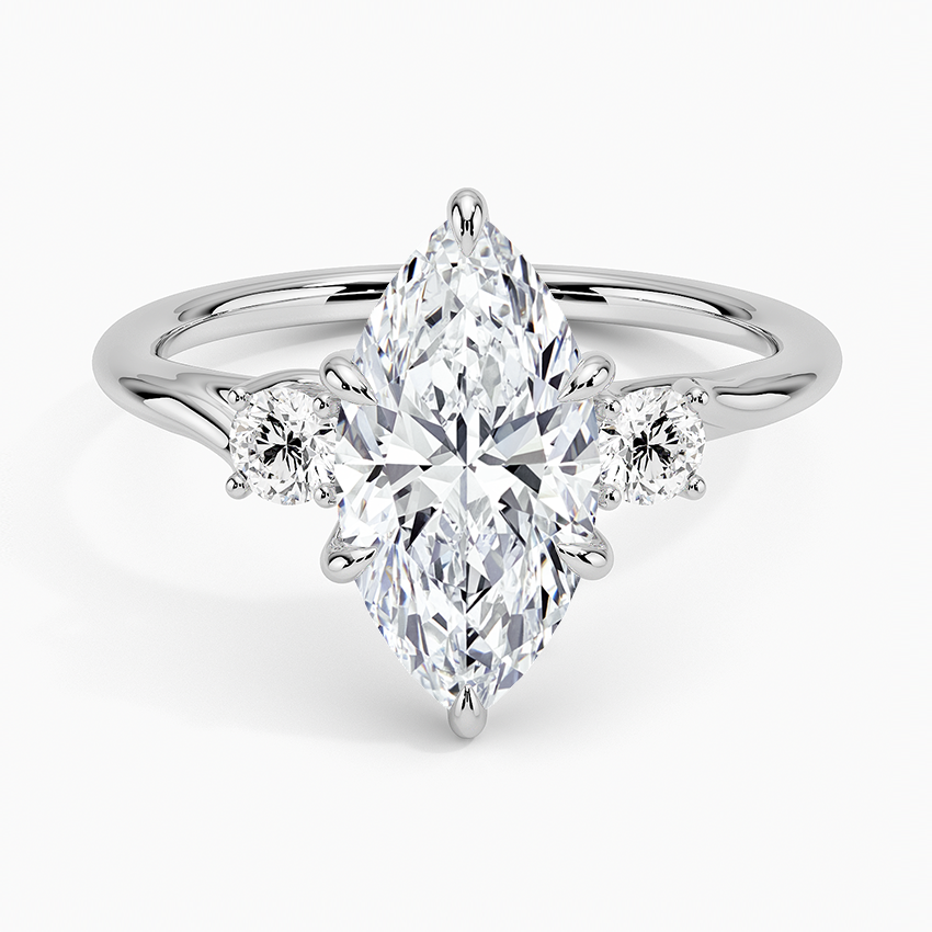 Delilah Three Stone Diamond Ring - Marquise Center Stone