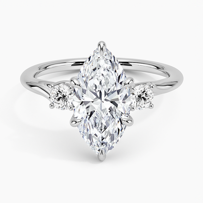 Delilah Three Stone Diamond Ring - Marquise Center Stone