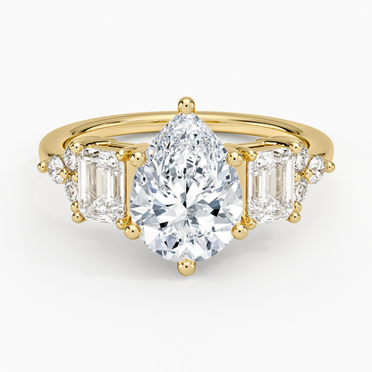Sabine Cluster Diamond Ring (1 ct. tw.) - Pear Center Stone
