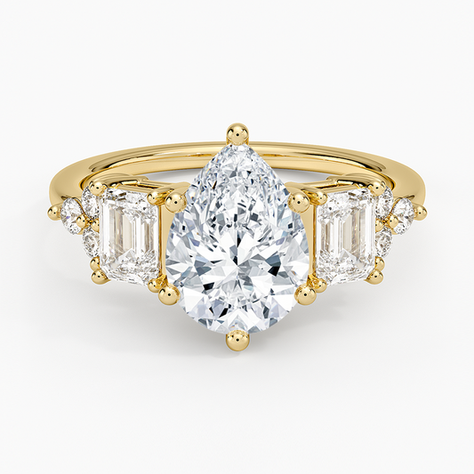 Sabine Cluster Diamond Ring (1 ct. tw.) - Pear Center Stone