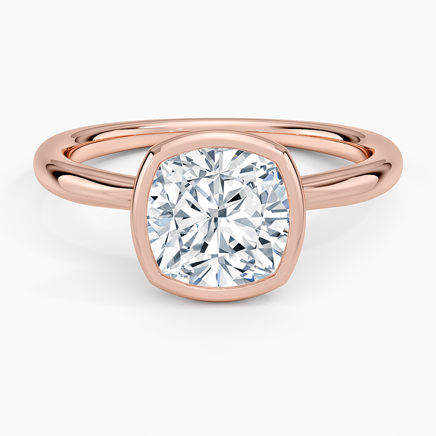 Freesia Bezel Solitaire Ring - Cushion Cut Center Stone