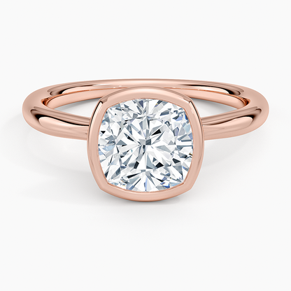 Freesia Bezel Solitaire Ring - Cushion Cut Center Stone