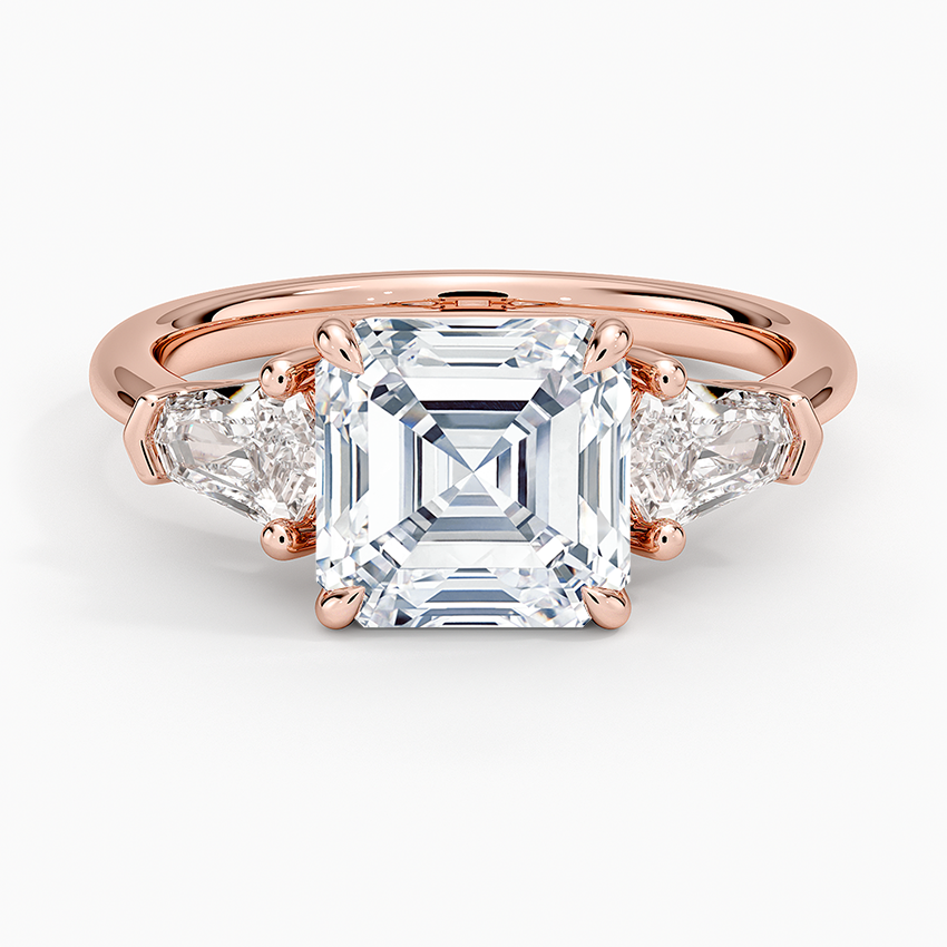 Shield Cut Three Stone Diamond Ring (1/2 ct. tw.) - Asscher Cut Center Stone
