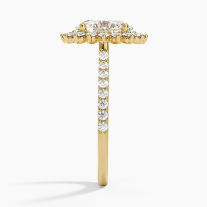 Luxe Sunburst Halo Diamond Ring (1/2 ct. tw.) - Oval Center Stone